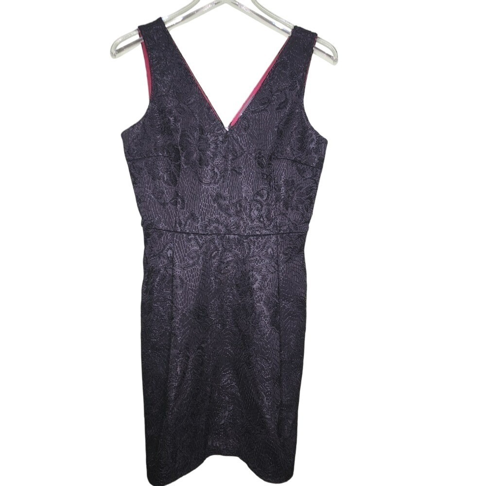 Armani Exchange Black Floral Lace Dress V-Neck Sleeveless Evening Pockets M
